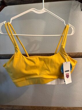 K-Swiss Yellow Double-Strap Sports Bra size L